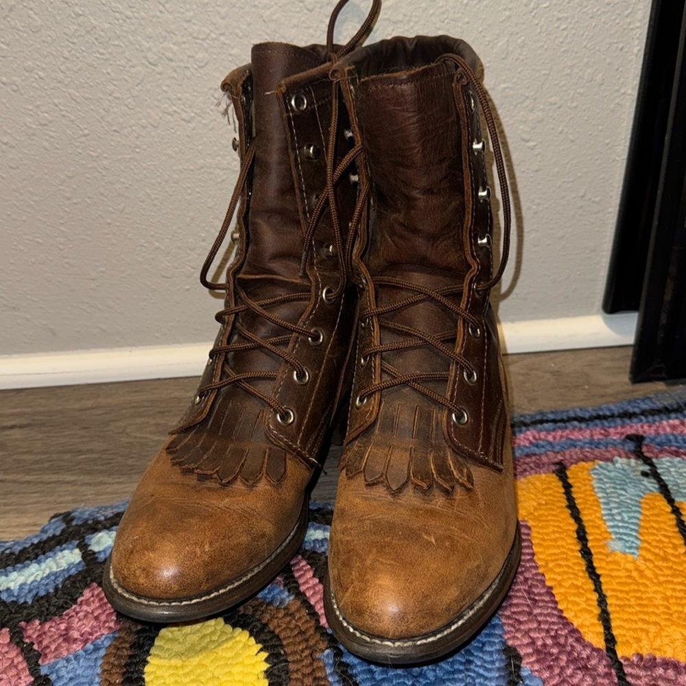 Texas Made in USA Leather Justin Boot Vintage Style 6.5